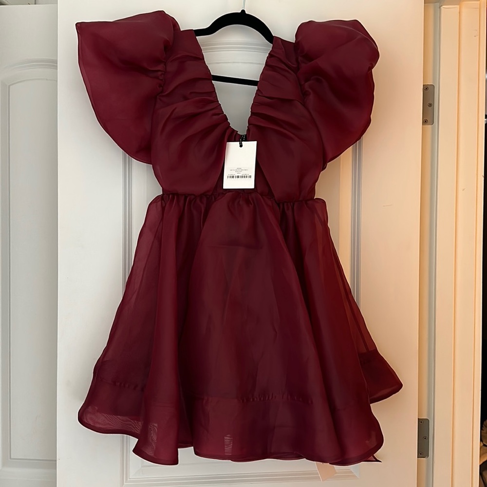 Aje Greta Tie Dress (AUS 10/US 6) Burgundy - Picture 6 of 7